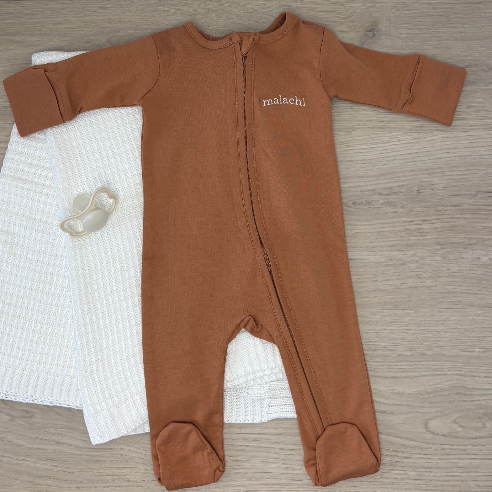 Embroidered Organic Long Sleeve Infant Romper