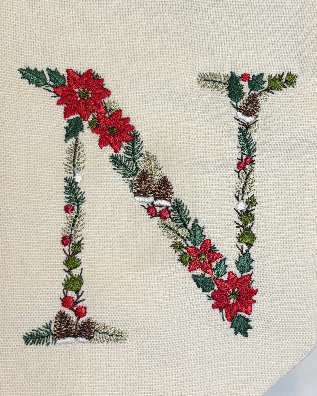 Christmas Monogram Wreath Sash