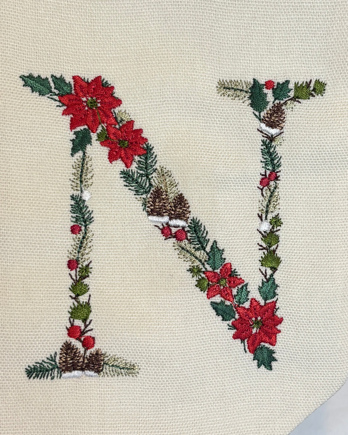Christmas Monogram Wreath Sash