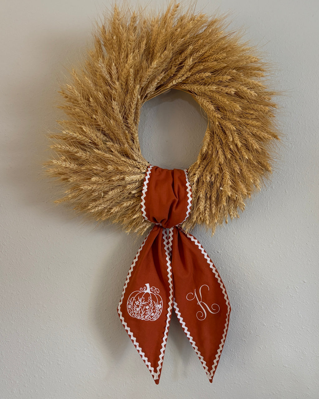 Pumpkin Monogram Wreath Sash