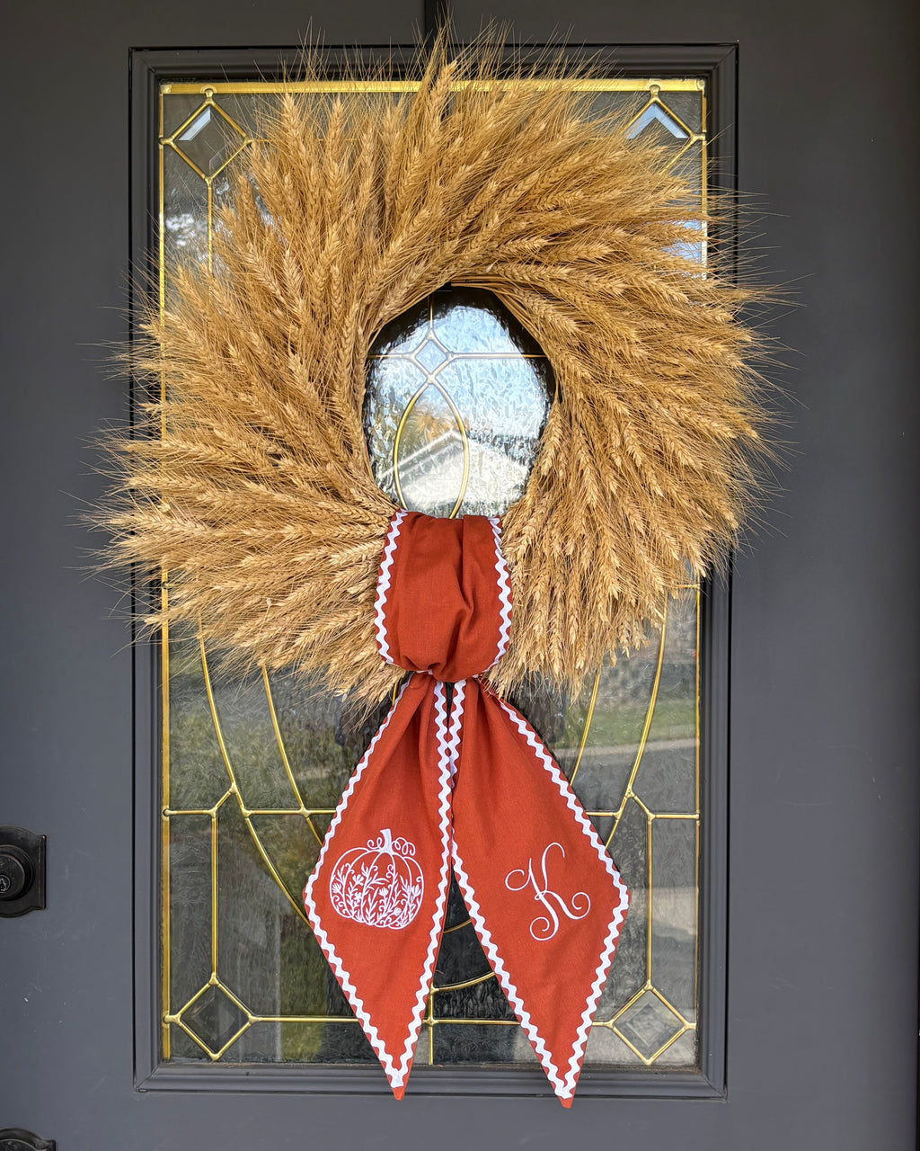 Pumpkin Monogram Wreath Sash