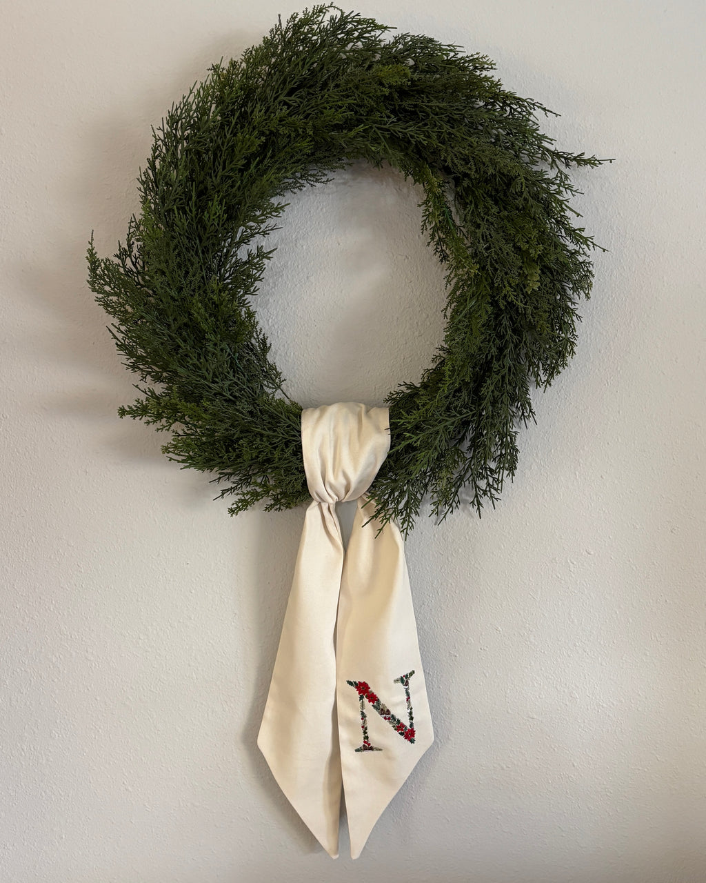 Christmas Monogram Wreath Sash