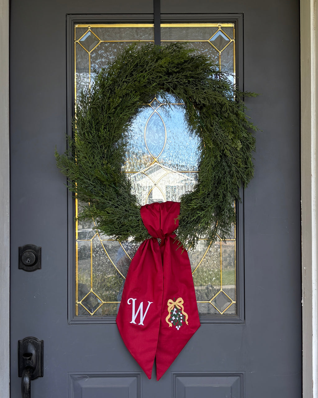 Mistletoe Monogram Wreath Sash
