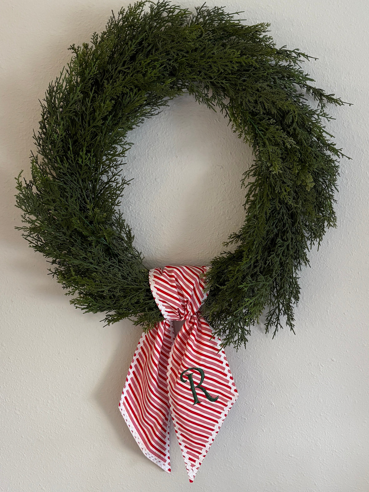 Candy Cane Stripe Monogram Wreath Sash