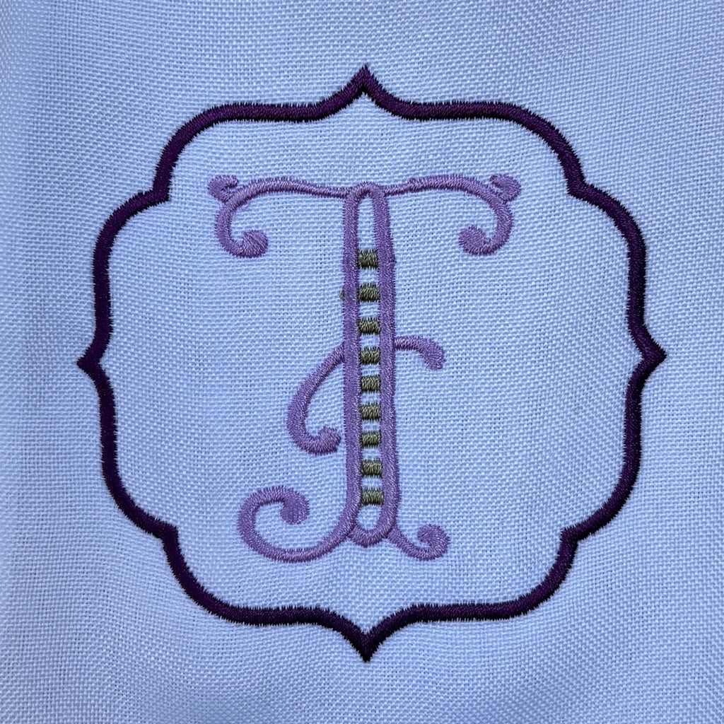 Embroidered Lavender Monogram Wreath Sash