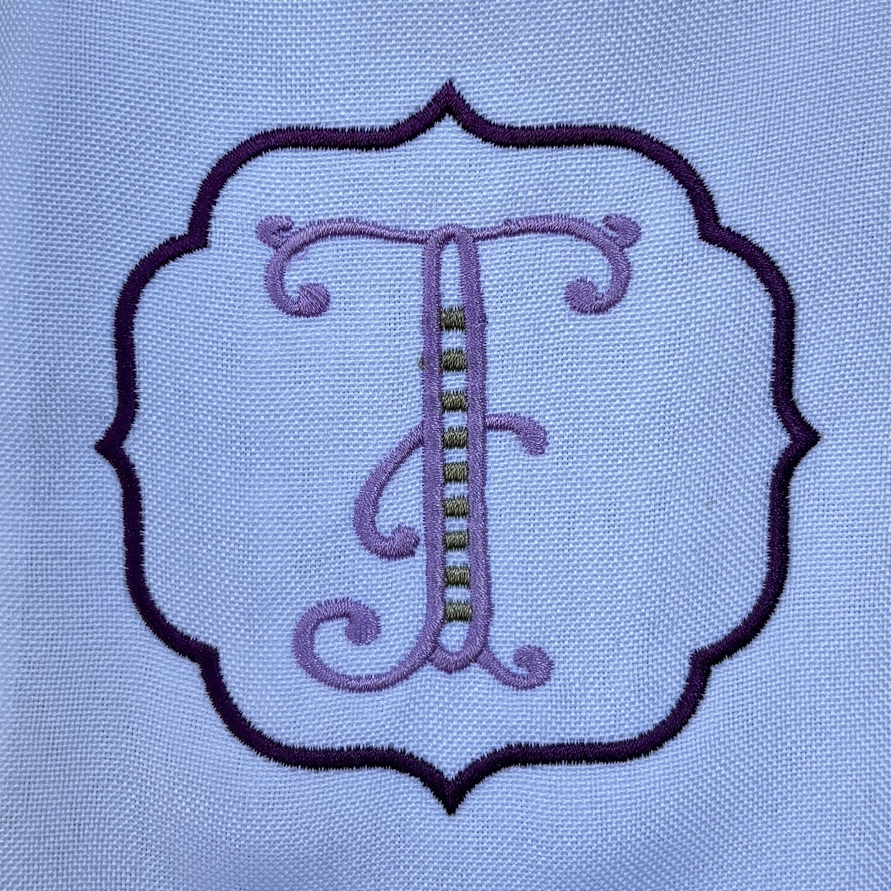Embroidered Lavender Monogram Wreath Sash