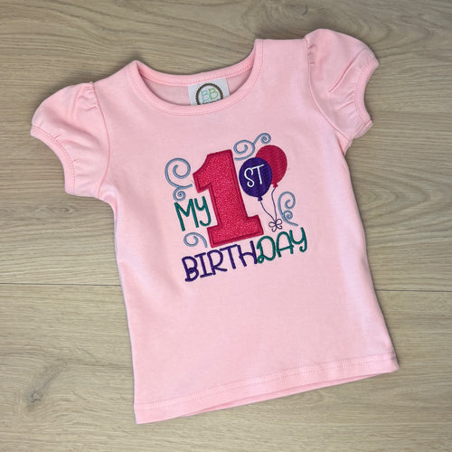 1st Birthday Applique Shirt - Girls