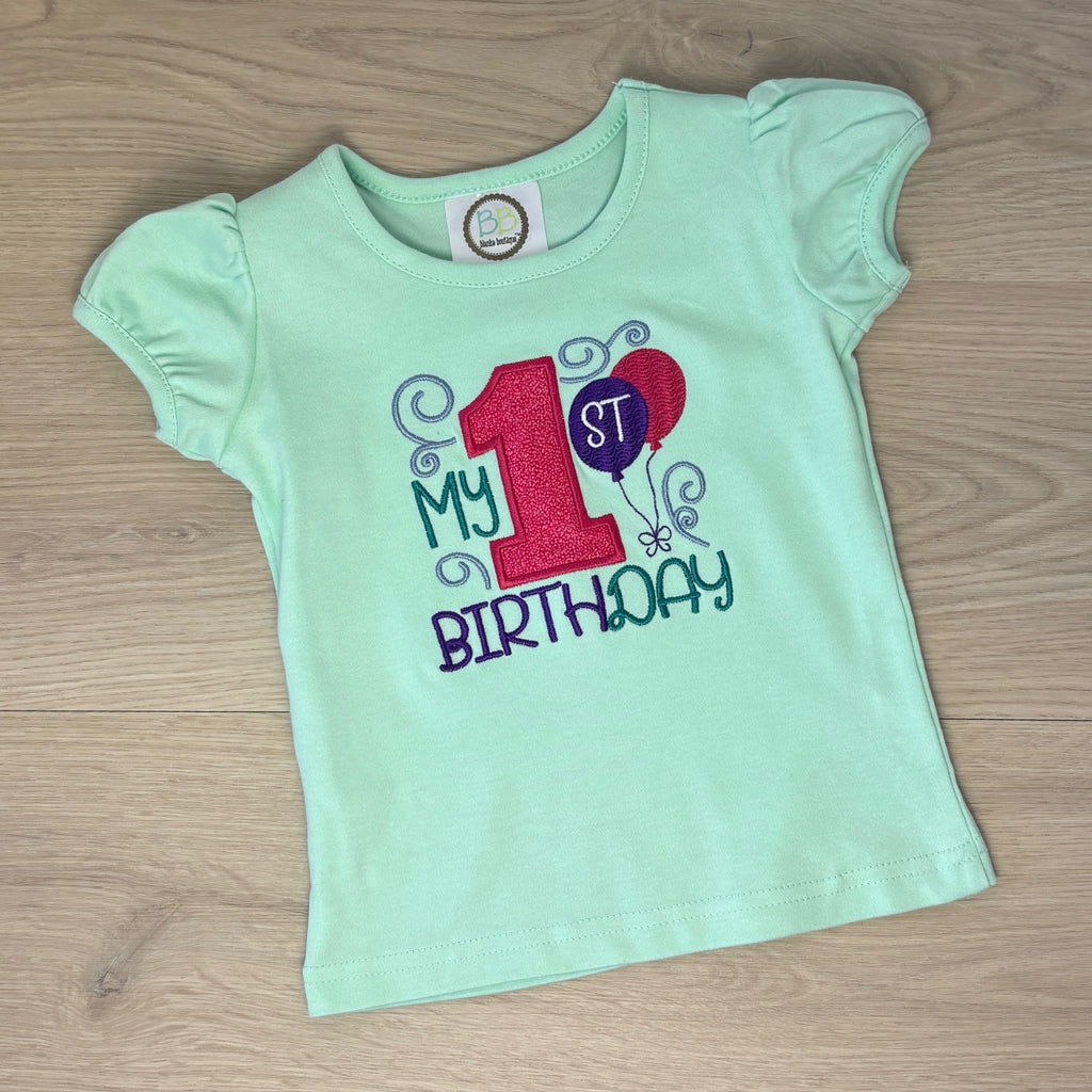 1st Birthday Applique Shirt - Girls