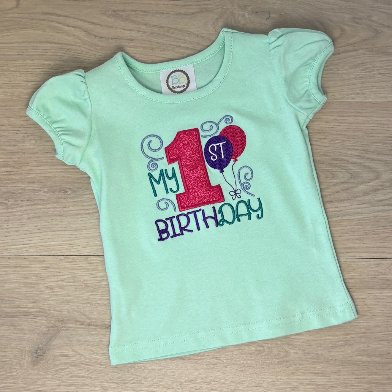 1st Birthday Applique Shirt - Girls