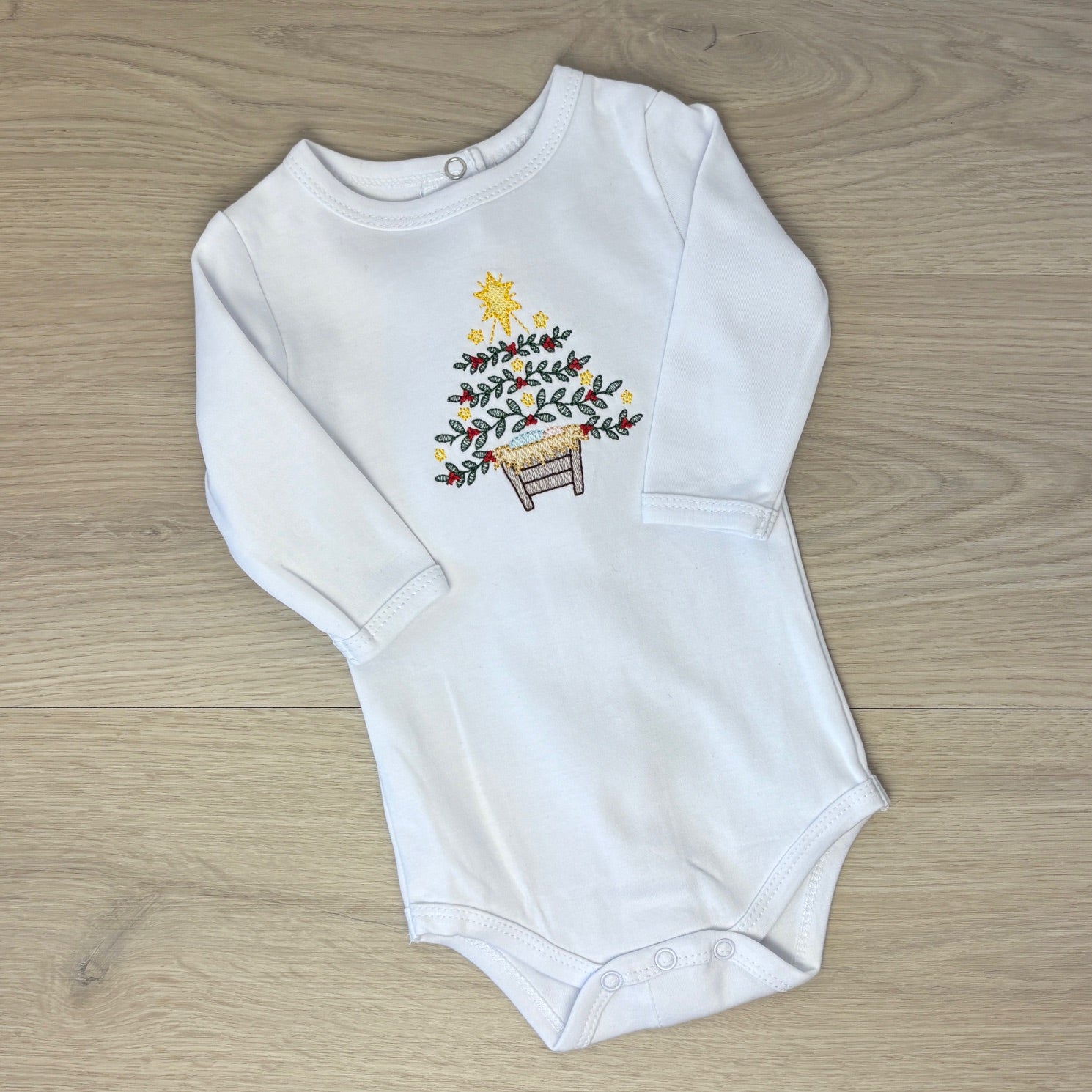 Nativity Christmas Tree - Long Sleeve Bodysuit